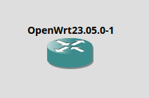 A single GNS3 router node with the label OpenWRT 23.05.0-1