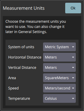 Screenshot of a popup within QGroundControl asking me to configure the measurement units I want it to use.